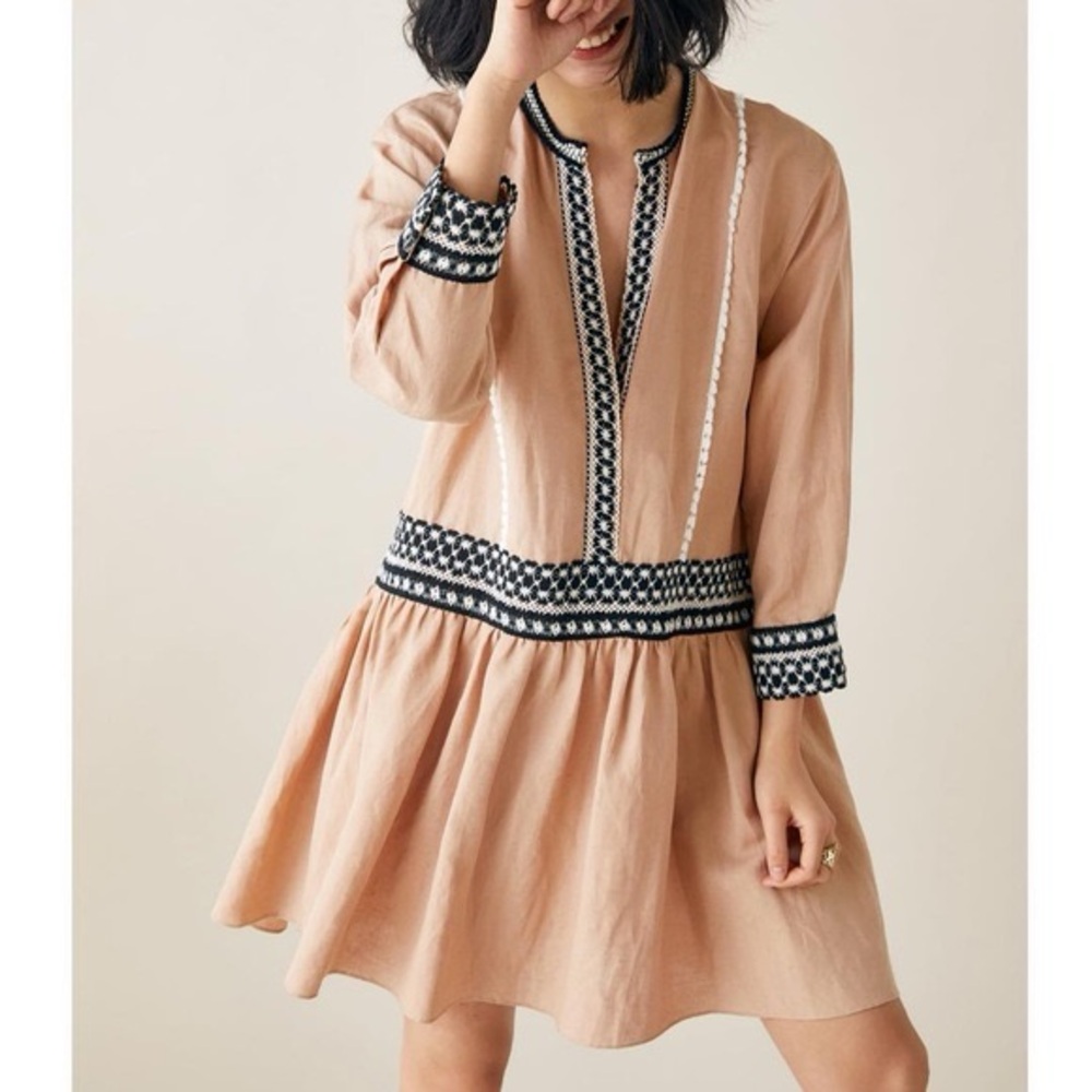 ZARA Linen Blend Tunic Dress Size S